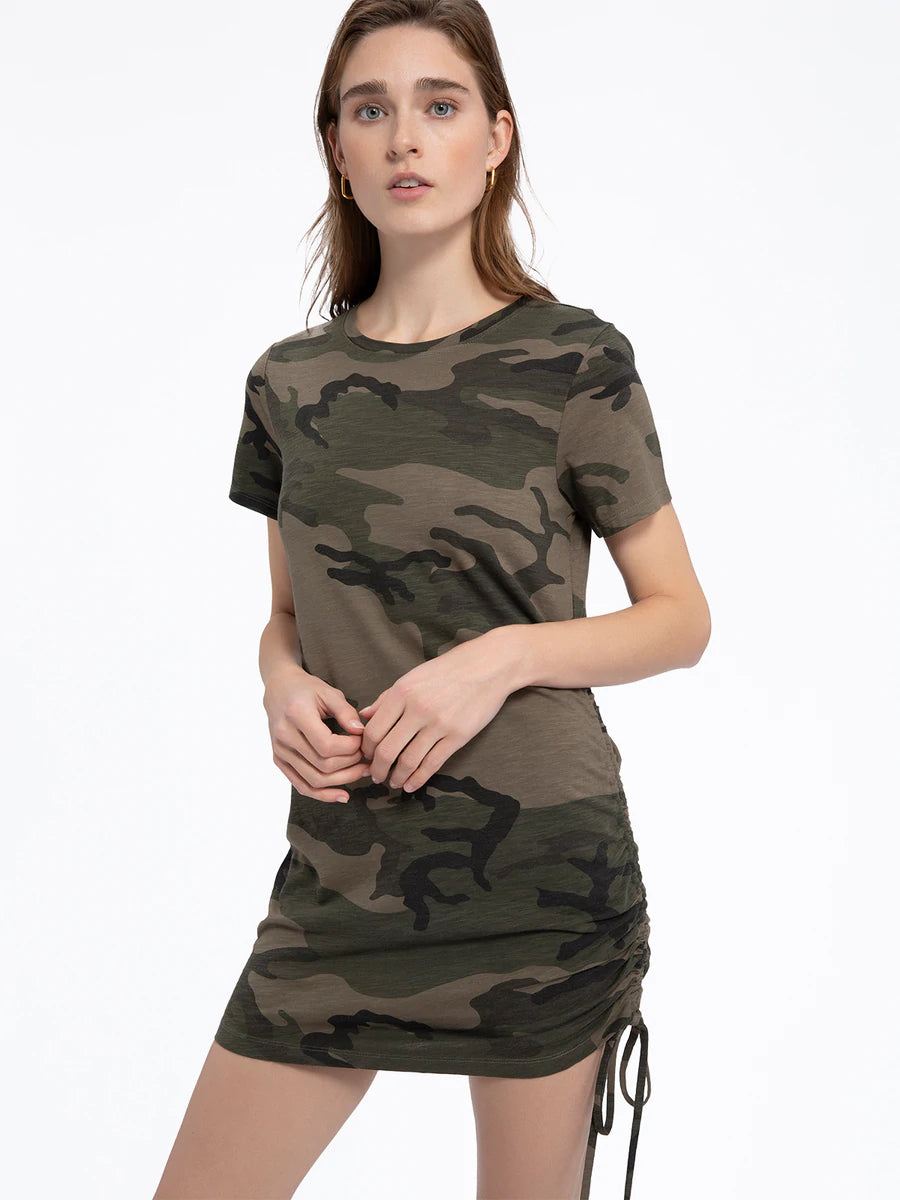 The Drawstring T-Shirt Dress - Hiker Camo