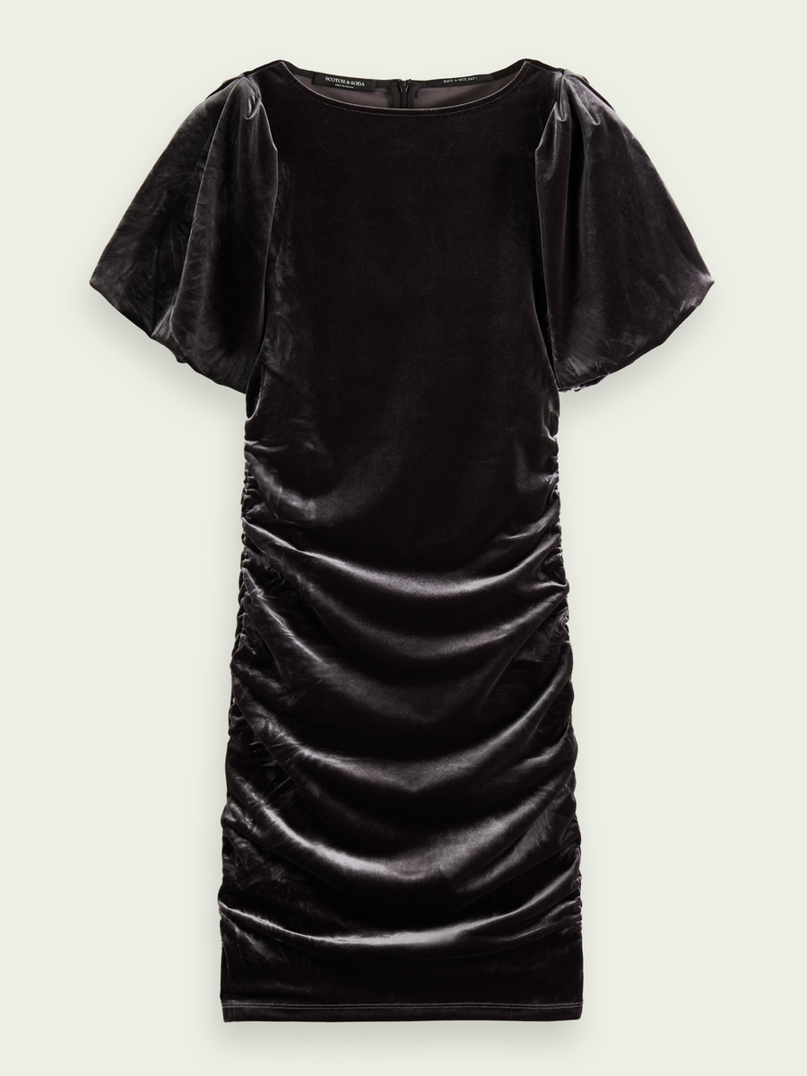 Puffed sleeved dress with gathering detail