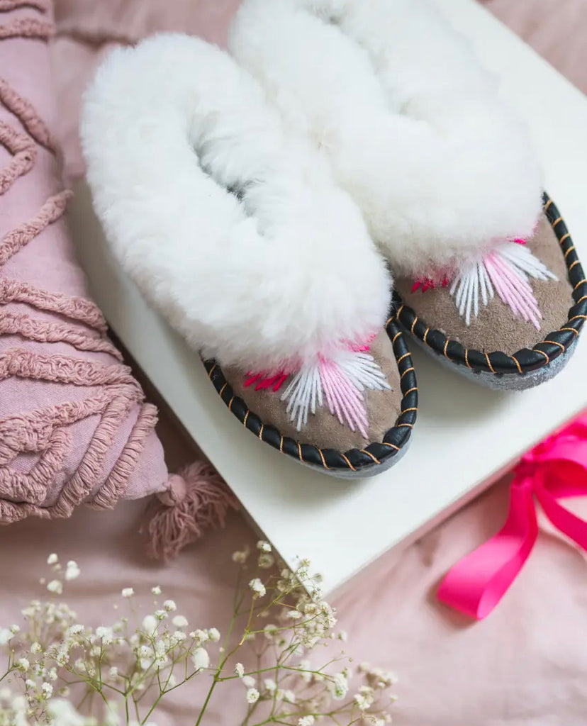 Pink sheepskin hotsell slippers