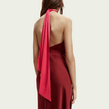 Midi Halter Dress with Scarf