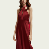 Midi Halter Dress with Scarf