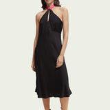 Midi Halter Dress with Scarf