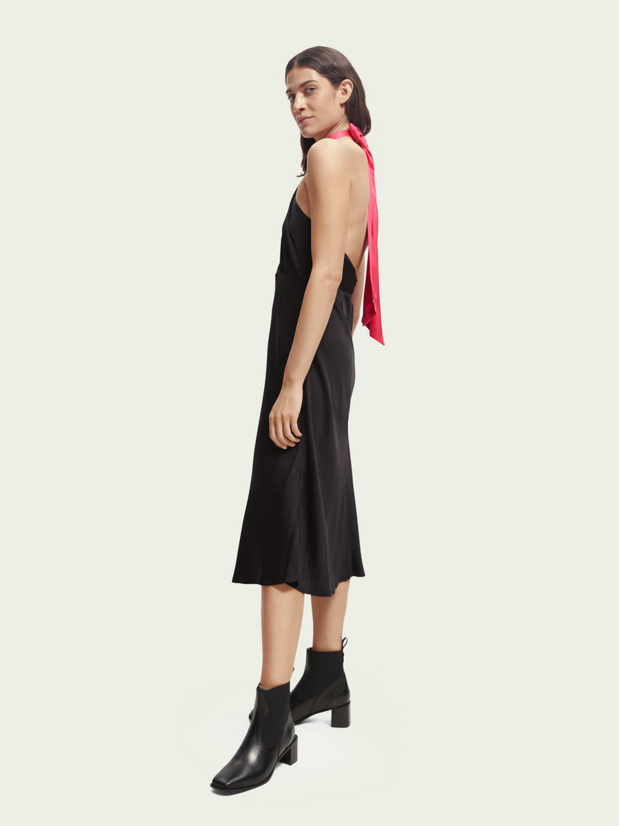 Midi Halter Dress with Scarf
